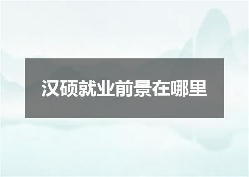 汉硕就业前景在哪里