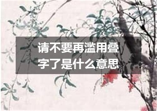 请不要再滥用叠字了是什么意思