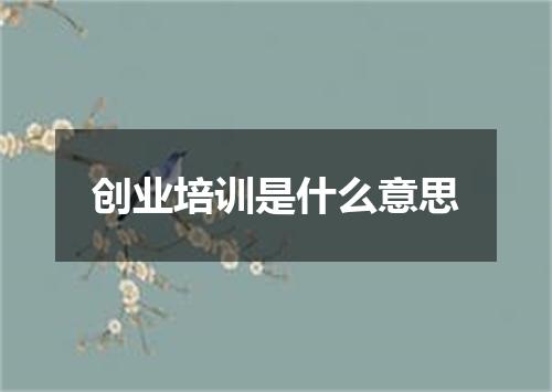 创业培训是什么意思