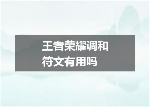 王者荣耀调和符文有用吗