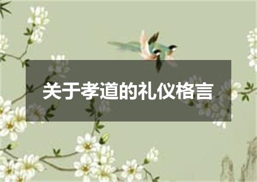 关于孝道的礼仪格言