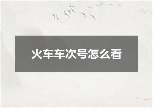 火车车次号怎么看