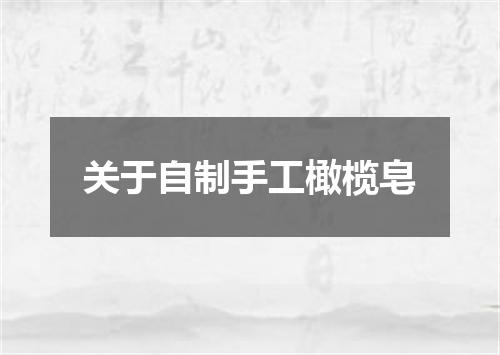 关于自制手工橄榄皂