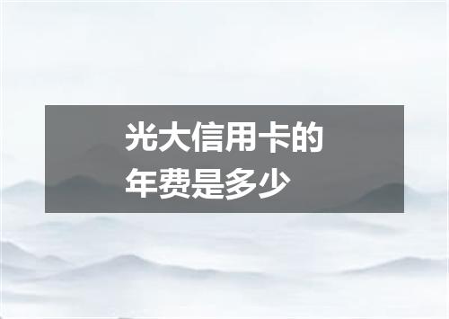 光大信用卡的年费是多少