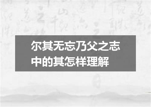 尔其无忘乃父之志中的其怎样理解