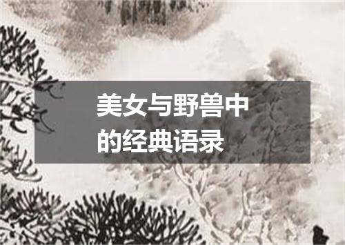 美女与野兽中的经典语录