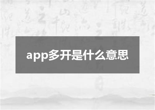 app多开是什么意思