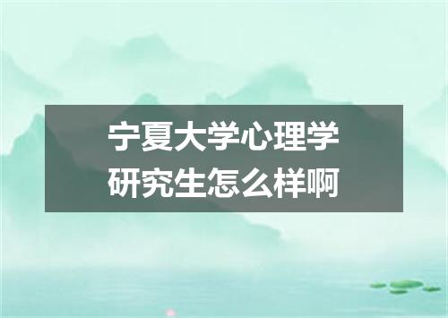 宁夏大学心理学研究生怎么样啊