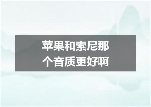 苹果和索尼那个音质更好啊