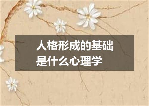 人格形成的基础是什么心理学