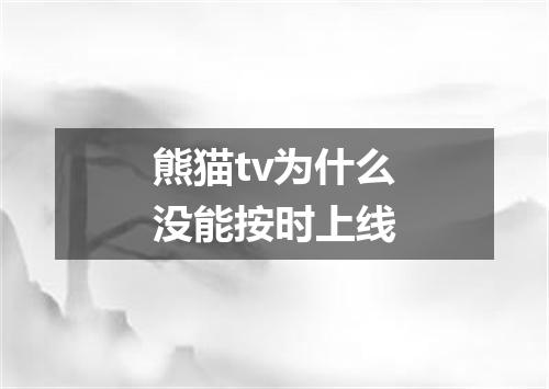 熊猫tv为什么没能按时上线