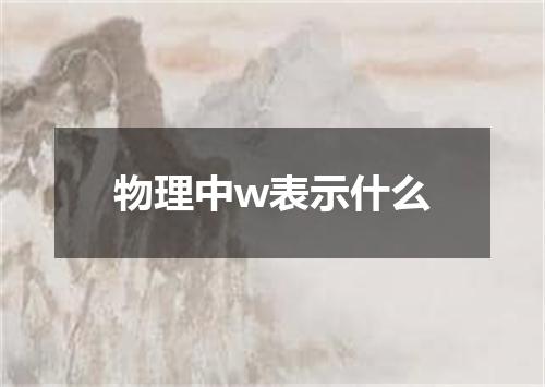 物理中w表示什么