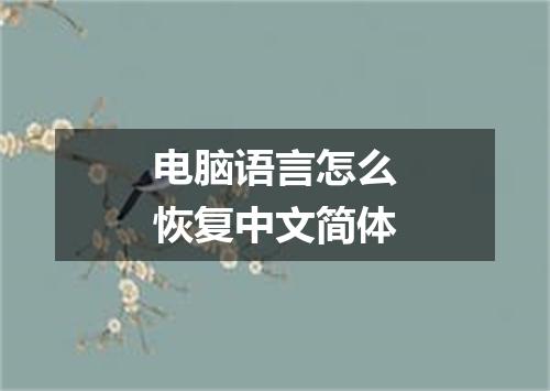电脑语言怎么恢复中文简体