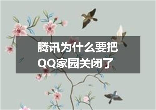 腾讯为什么要把QQ家园关闭了