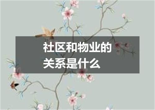 社区和物业的关系是什么