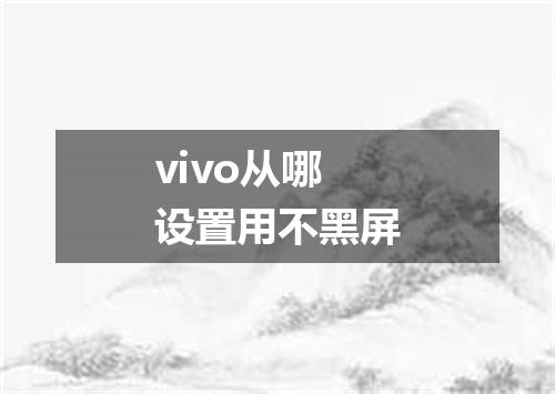 vivo从哪设置用不黑屏