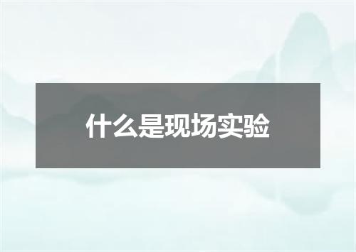 什么是现场实验