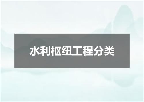 水利枢纽工程分类