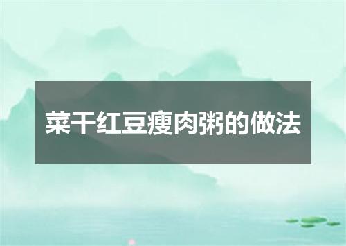 菜干红豆瘦肉粥的做法