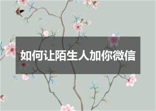 如何让陌生人加你微信