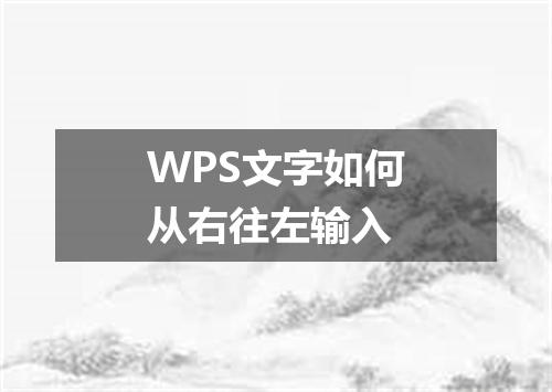 WPS文字如何从右往左输入