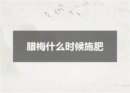 腊梅什么时候施肥