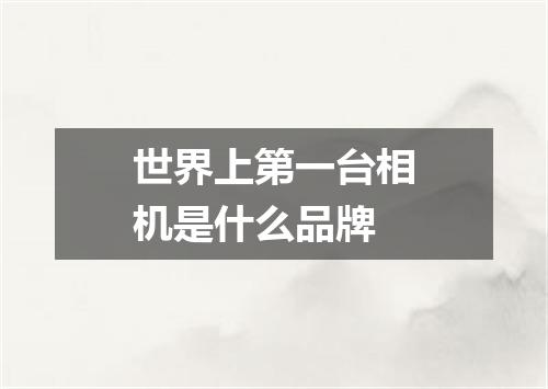 世界上第一台相机是什么品牌