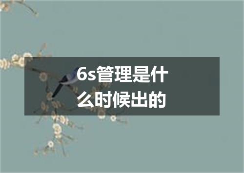 6s管理是什么时候出的