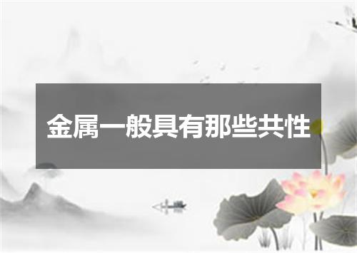 金属一般具有那些共性