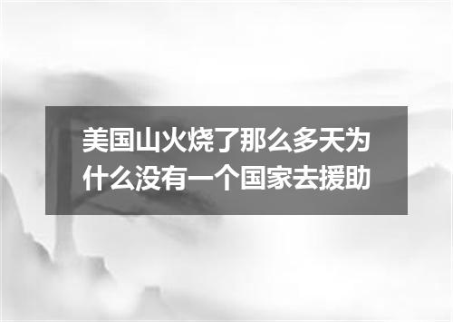 美国山火烧了那么多天为什么没有一个国家去援助