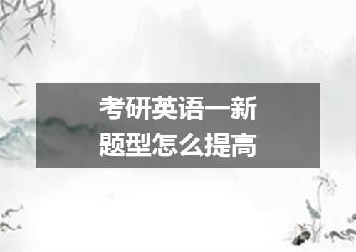 考研英语一新题型怎么提高