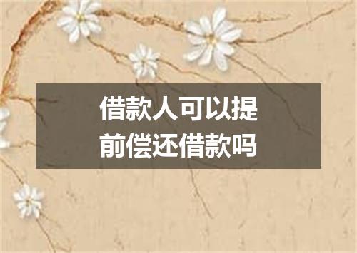 借款人可以提前偿还借款吗