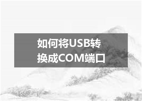 如何将USB转换成COM端口