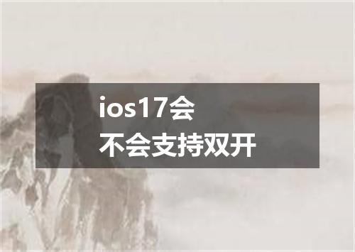 ios17会不会支持双开