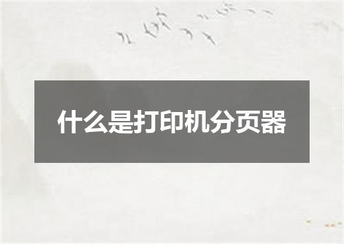 什么是打印机分页器