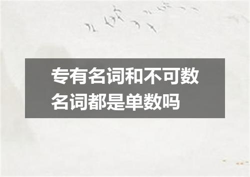 专有名词和不可数名词都是单数吗