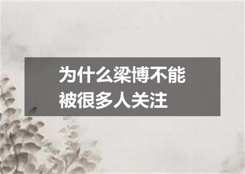 为什么梁博不能被很多人关注