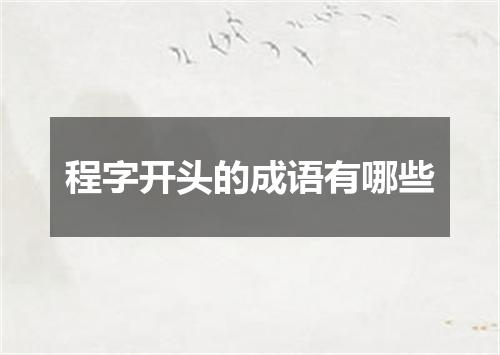 程字开头的成语有哪些