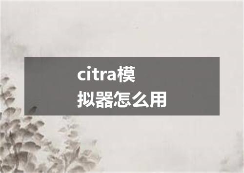 citra模拟器怎么用