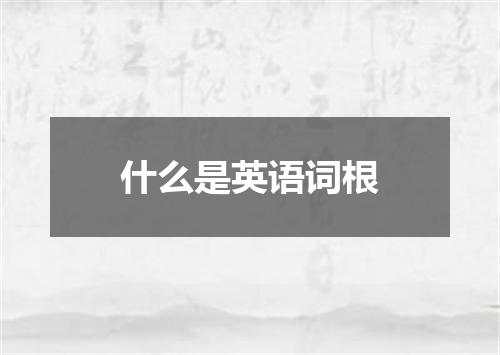 什么是英语词根