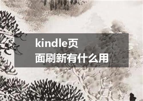 kindle页面刷新有什么用