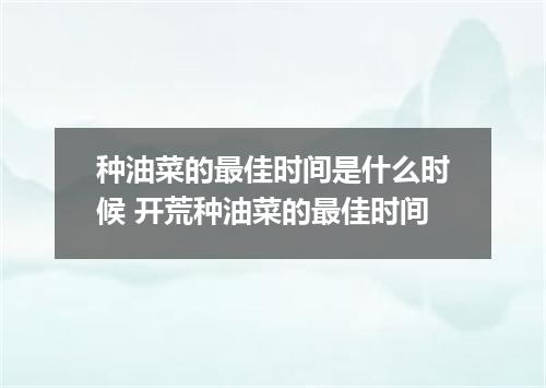 种油菜的最佳时间是什么时候 开荒种油菜的最佳时间