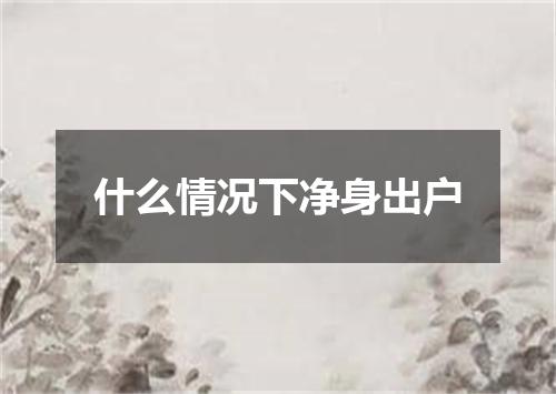 什么情况下净身出户