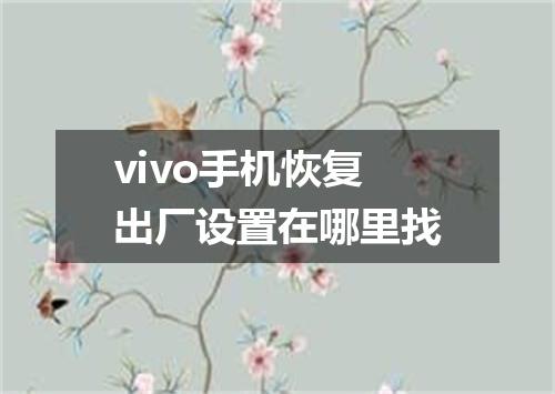 vivo手机恢复出厂设置在哪里找