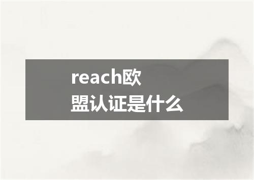 reach欧盟认证是什么