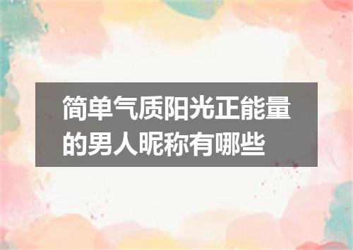 简单气质阳光正能量的男人昵称有哪些