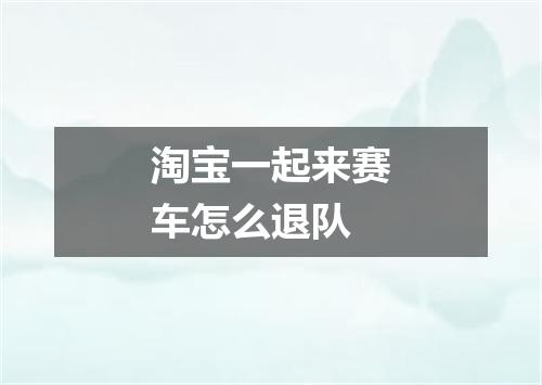 淘宝一起来赛车怎么退队