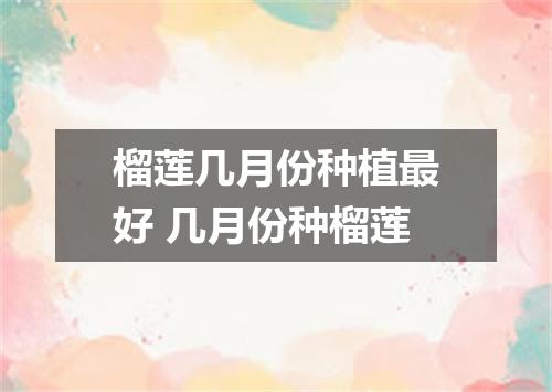 榴莲几月份种植最好 几月份种榴莲