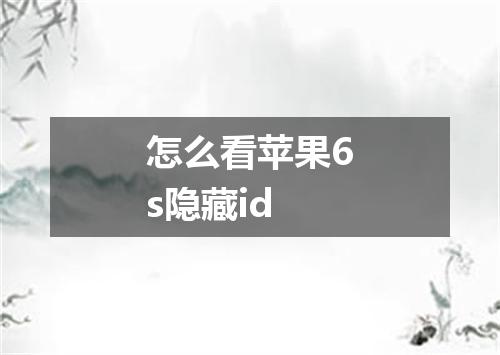 怎么看苹果6s隐藏id