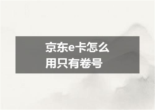 京东e卡怎么用只有卷号